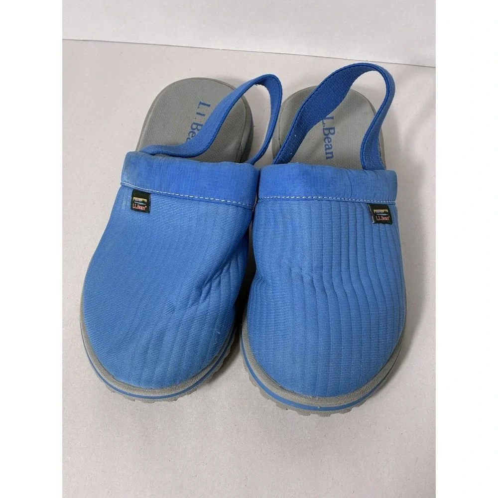 LL Bean Kids Slip On Shoes Sz 1-2 Blue Stretch Back‎ Closed Toe Casual Comfort